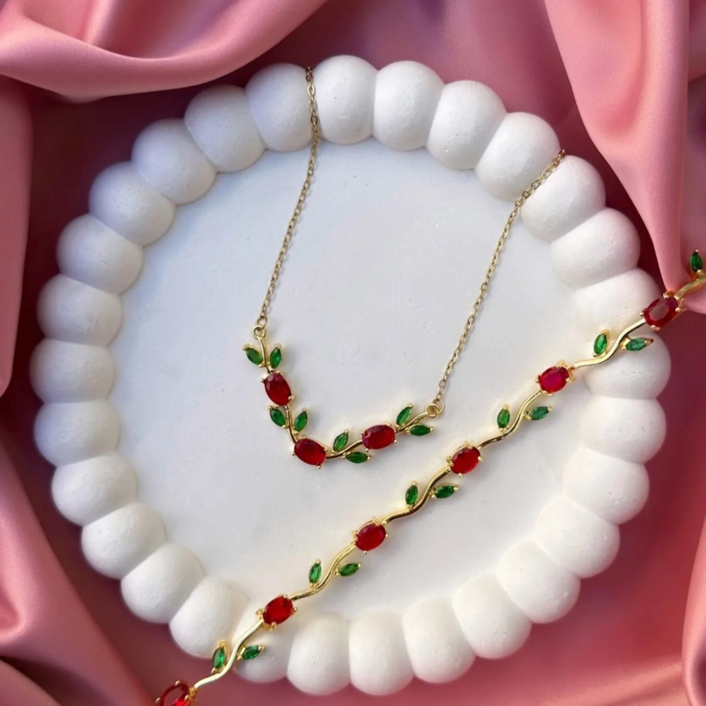 Gold-Plated Vine Crystal Jewelry Set