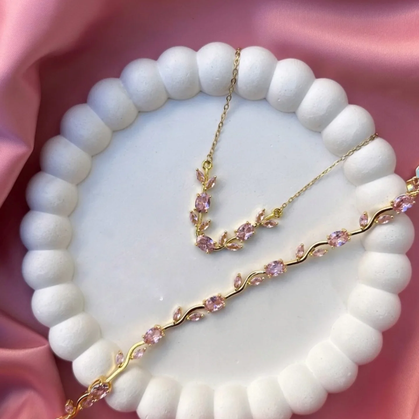 Gold-Plated Vine Crystal Jewelry Set image 2