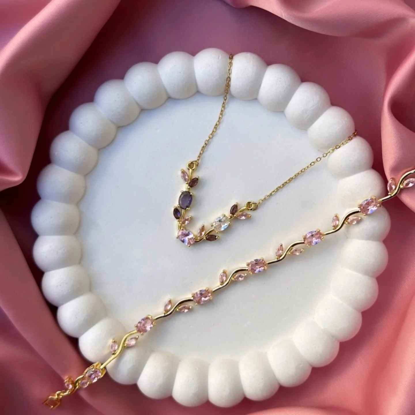 Gold-Plated Vine Crystal Jewelry Set image 3