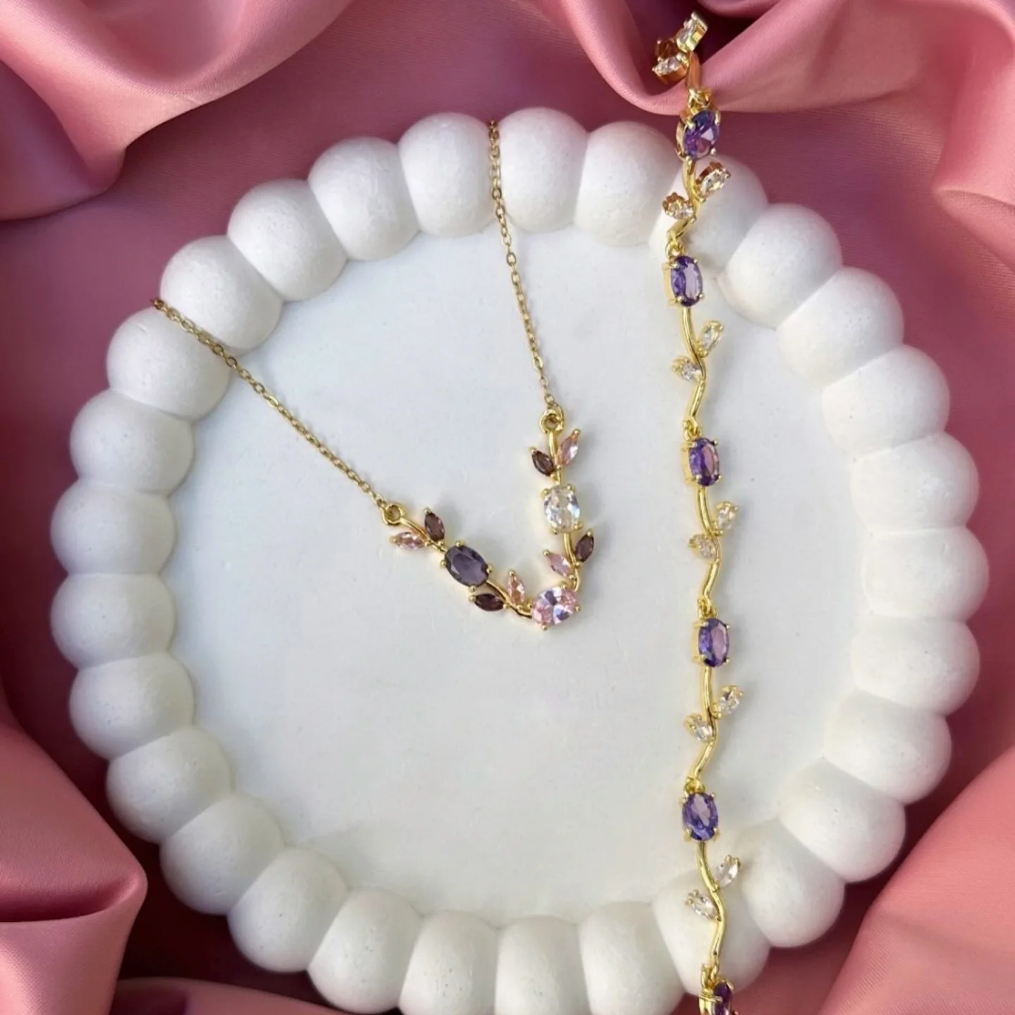 Gold-Plated Vine Crystal Jewelry Set image 4