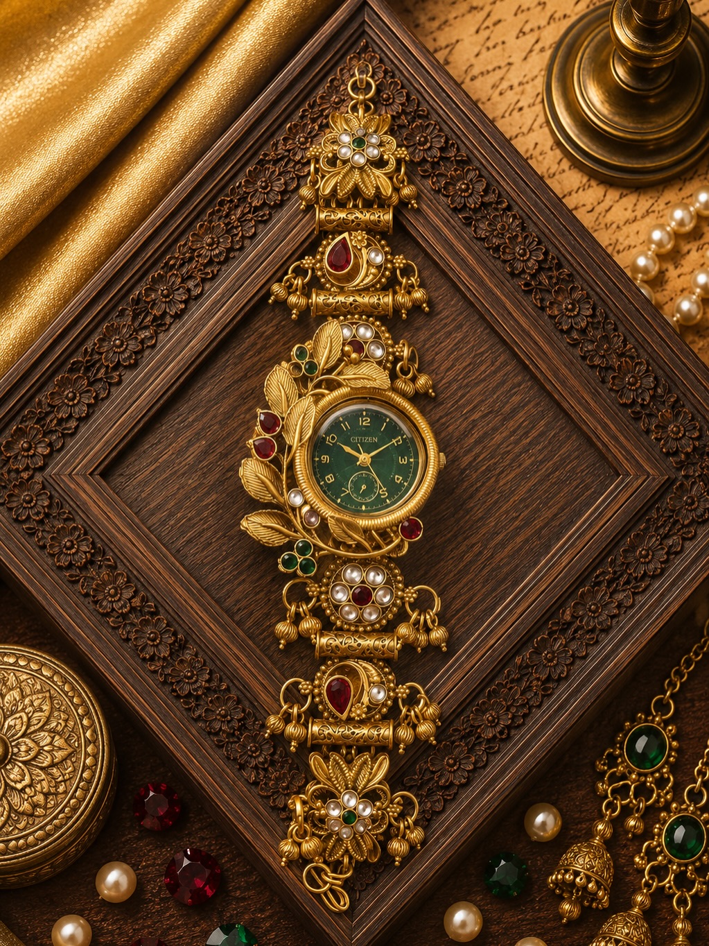 Traditional Kundan & Stone-Studded Ethnic Wrist Watch