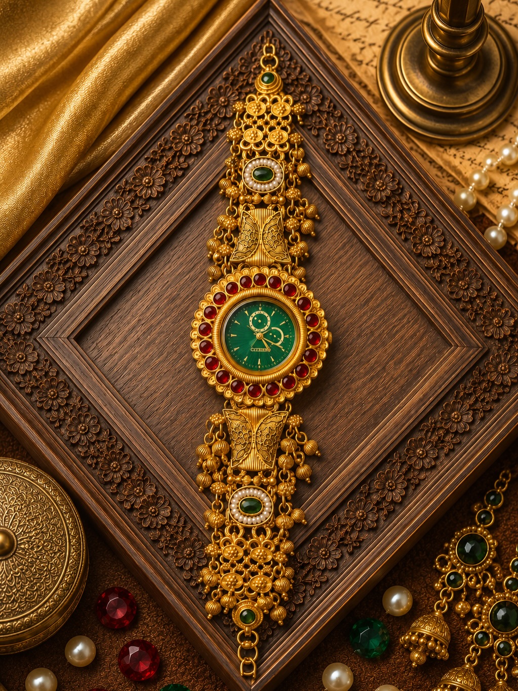 Traditional Kundan & Stone-Studded Ethnic Wrist Watch image 2