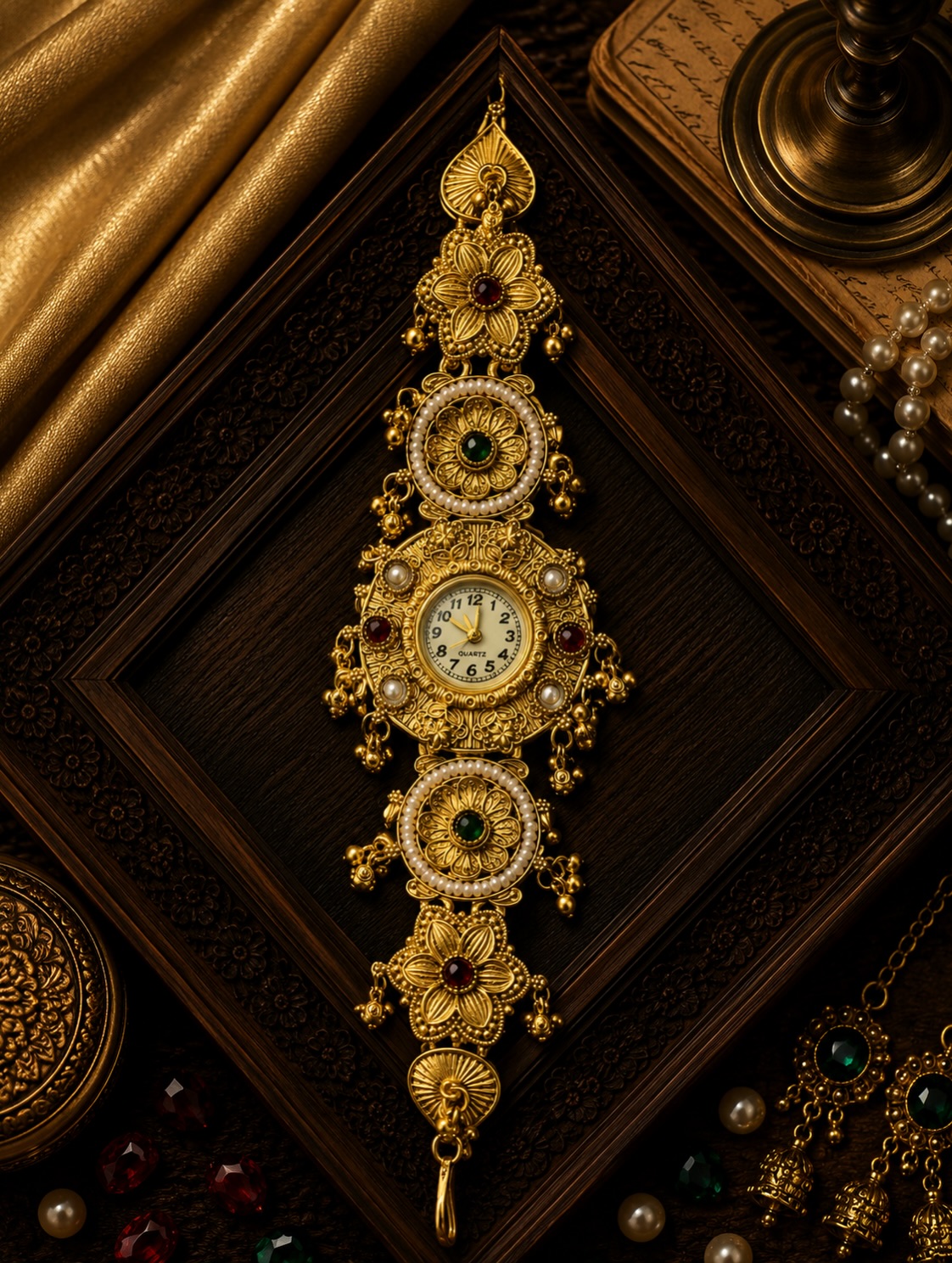 Traditional Kundan & Stone-Studded Ethnic Wrist Watch image 3