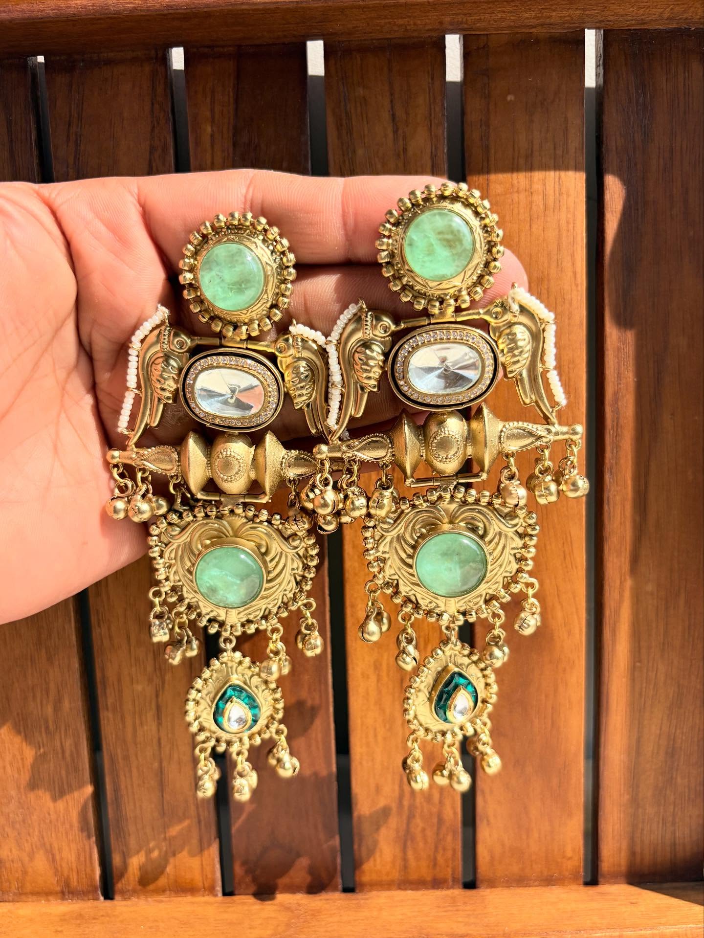 Kundan, Meenakari & Pearl Ethnic Dangle Earrings image 4