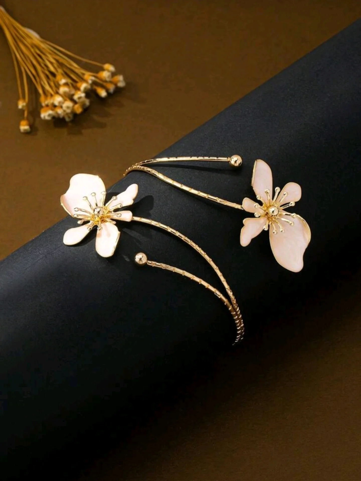 Gold Plated Floral Upper Arm Cuff Bracelet image 3